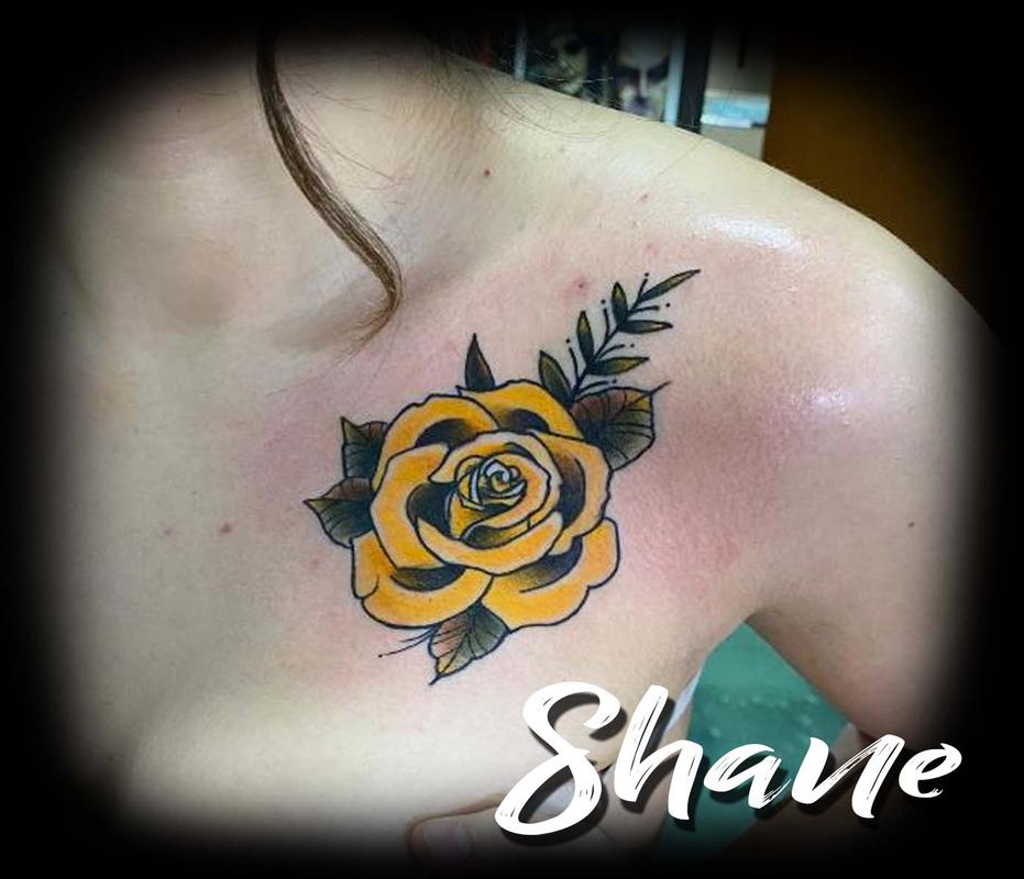 yellow rose tattoo by Shane Standifer TattooNOW